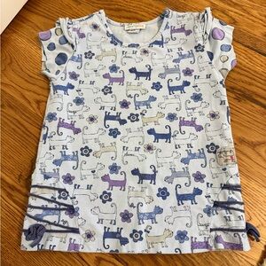 Naartjie Kids Light Blue and Purple Cat Tee Shirt size 6 years